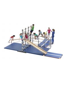 Movable climbing island freestanding climbing frame with accessories in place