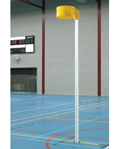 Socketed korfball post with basket