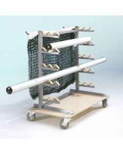 Post pole and net storage trolley