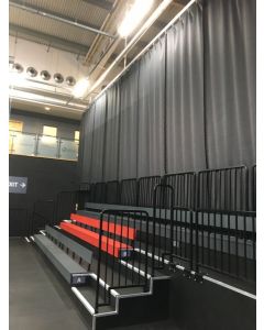 Blackout curtain behind squash court