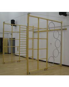 Wall hinged timber climbing frame. Window ladder frames. Pair of hinged frames