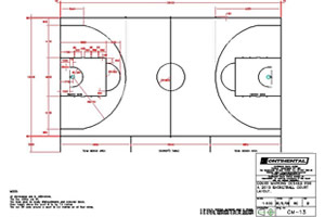 Basketball court line markings