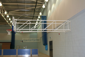 Sports hall walls in pale blue / grey