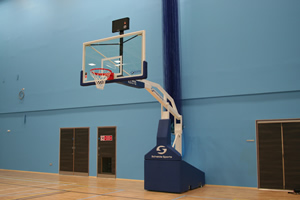 Sports hall walls in blue
